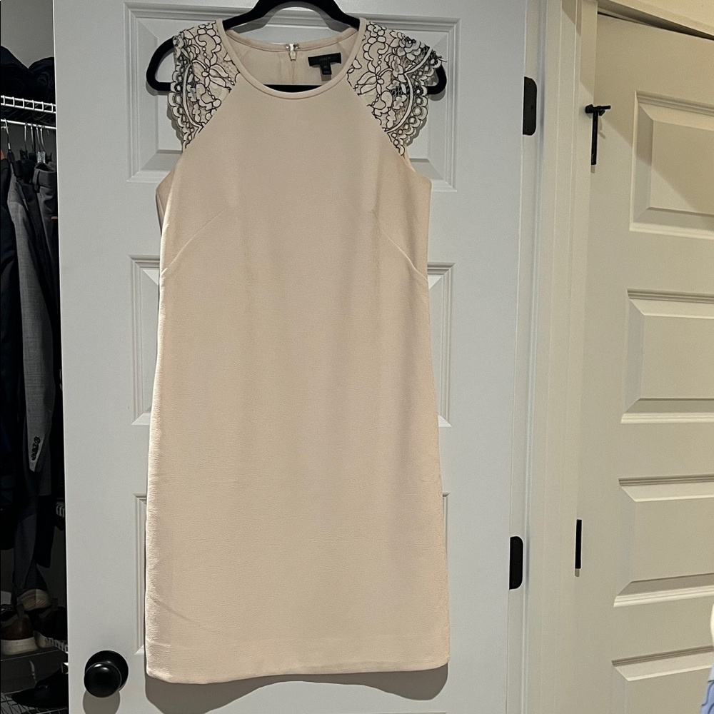 J. Crew Cream Dress with Lace Accents